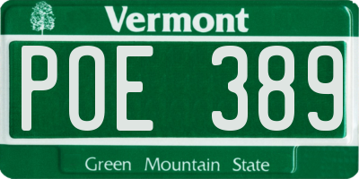 VT license plate POE389