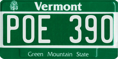 VT license plate POE390