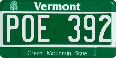 VT license plate POE392