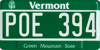 VT license plate POE394