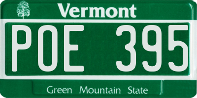 VT license plate POE395