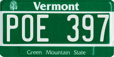 VT license plate POE397