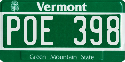 VT license plate POE398