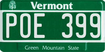 VT license plate POE399