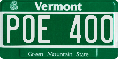 VT license plate POE400