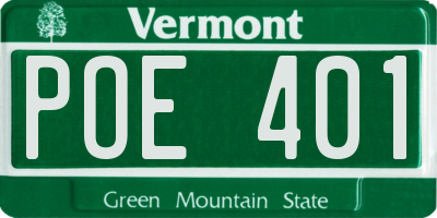 VT license plate POE401