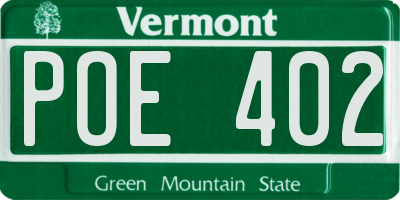 VT license plate POE402