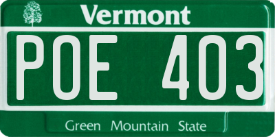 VT license plate POE403