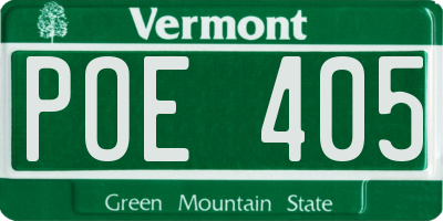 VT license plate POE405
