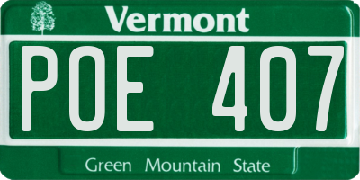 VT license plate POE407