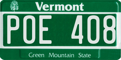 VT license plate POE408