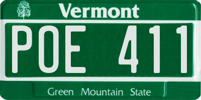 VT license plate POE411