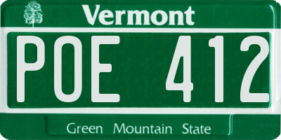 VT license plate POE412
