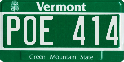 VT license plate POE414