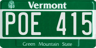 VT license plate POE415