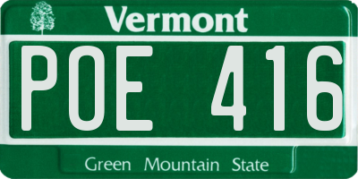 VT license plate POE416