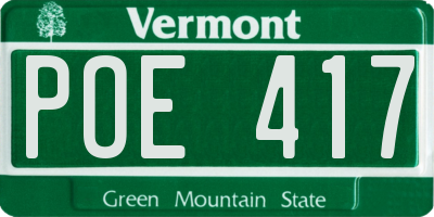 VT license plate POE417