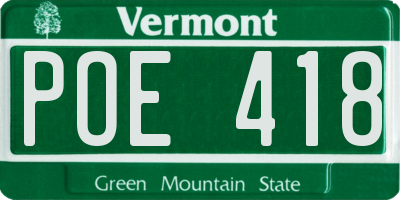 VT license plate POE418