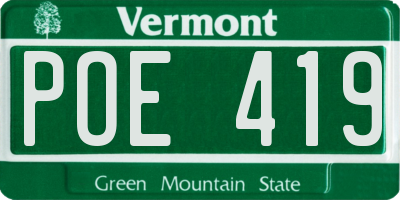 VT license plate POE419