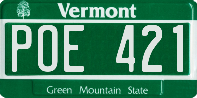 VT license plate POE421