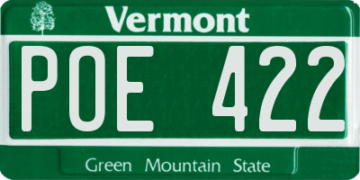 VT license plate POE422