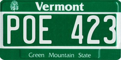 VT license plate POE423