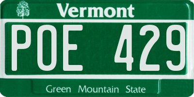 VT license plate POE429
