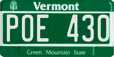 VT license plate POE430