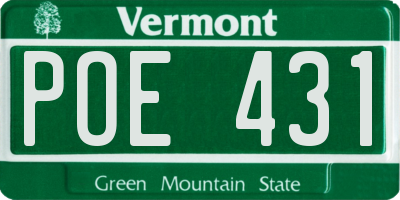 VT license plate POE431