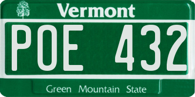 VT license plate POE432