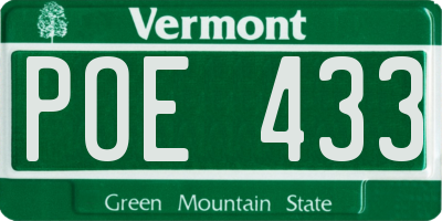VT license plate POE433