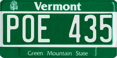 VT license plate POE435
