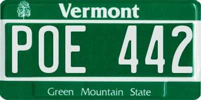 VT license plate POE442