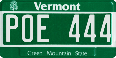 VT license plate POE444