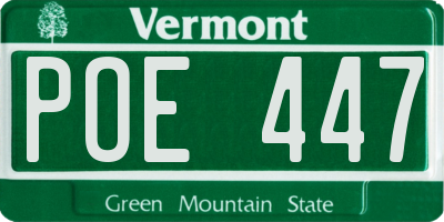 VT license plate POE447