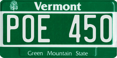 VT license plate POE450