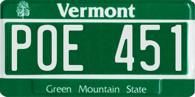 VT license plate POE451