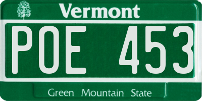 VT license plate POE453