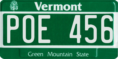 VT license plate POE456