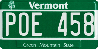 VT license plate POE458