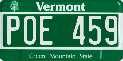 VT license plate POE459