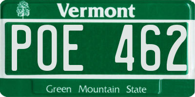 VT license plate POE462