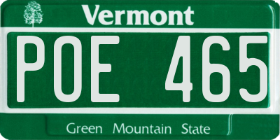 VT license plate POE465