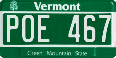 VT license plate POE467