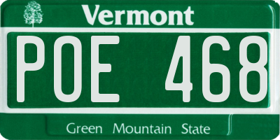 VT license plate POE468