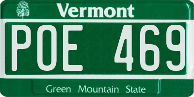 VT license plate POE469