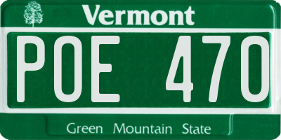 VT license plate POE470