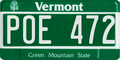 VT license plate POE472