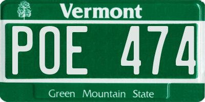 VT license plate POE474