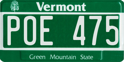 VT license plate POE475